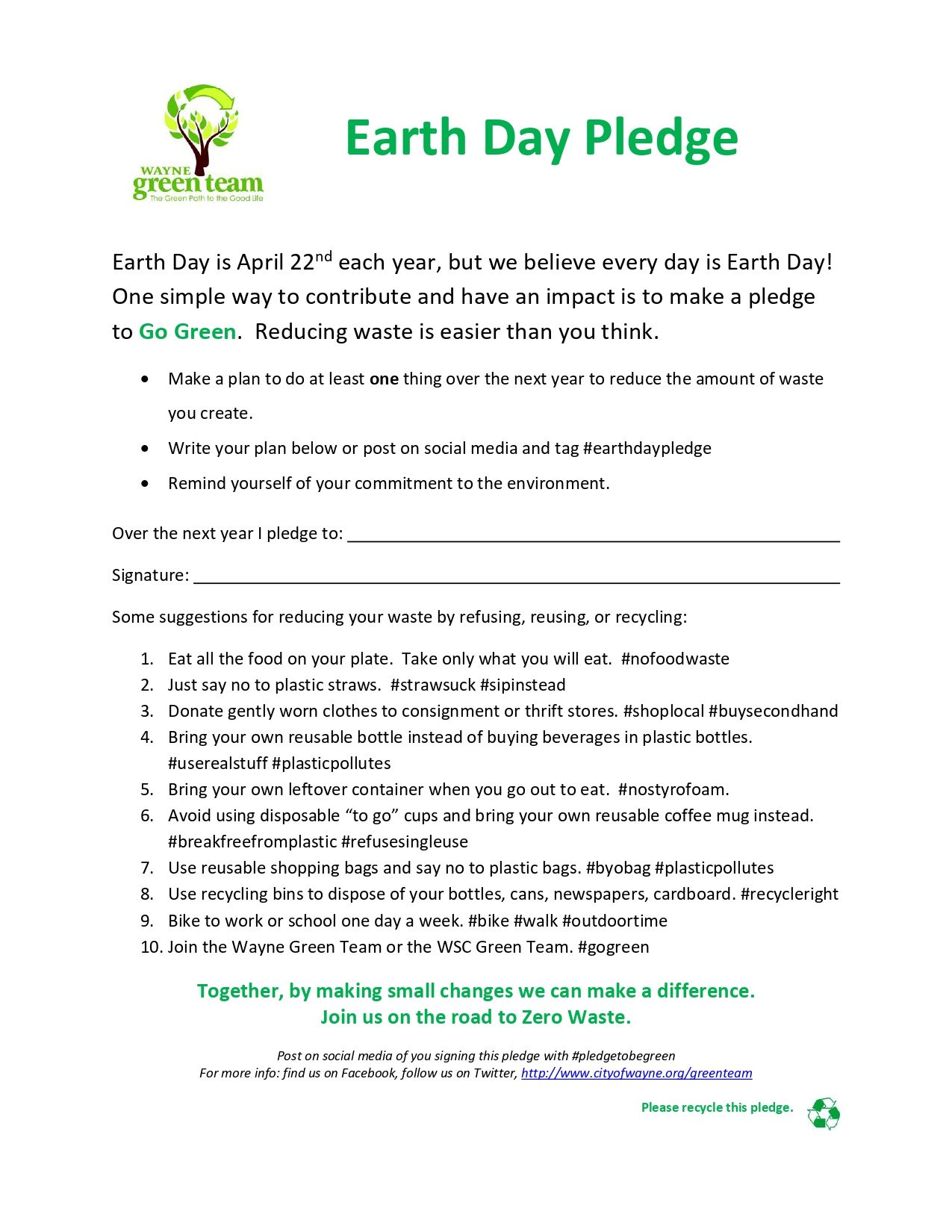 Earth Day Pledge
